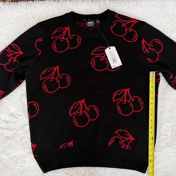 WESC,Size XL,Black Sweater with Red Cherry Pattern - Picture 14 of 17